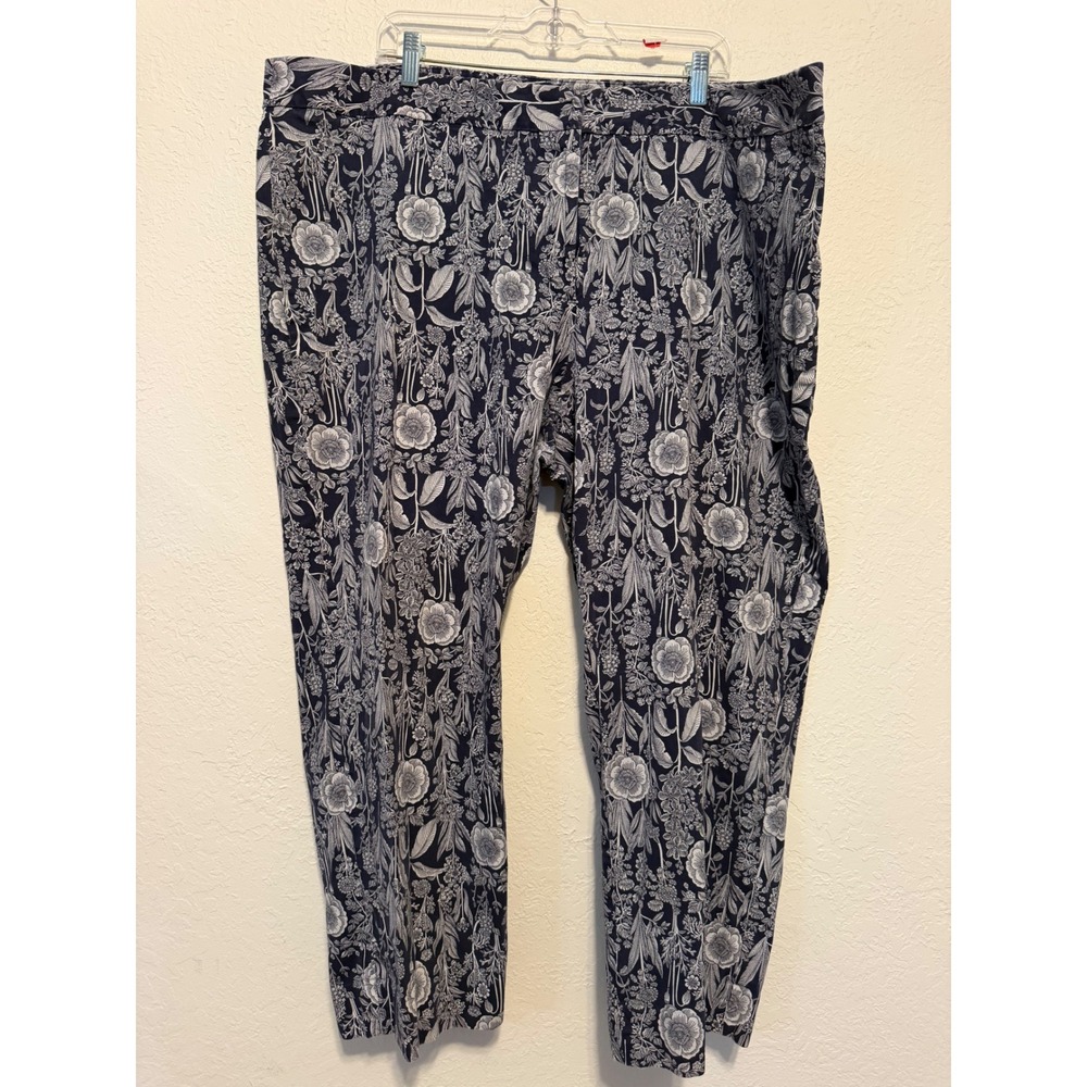 Tommy Hilfiger Womens 24W Navy Floral Ankle Pants Straight Leg Trousers